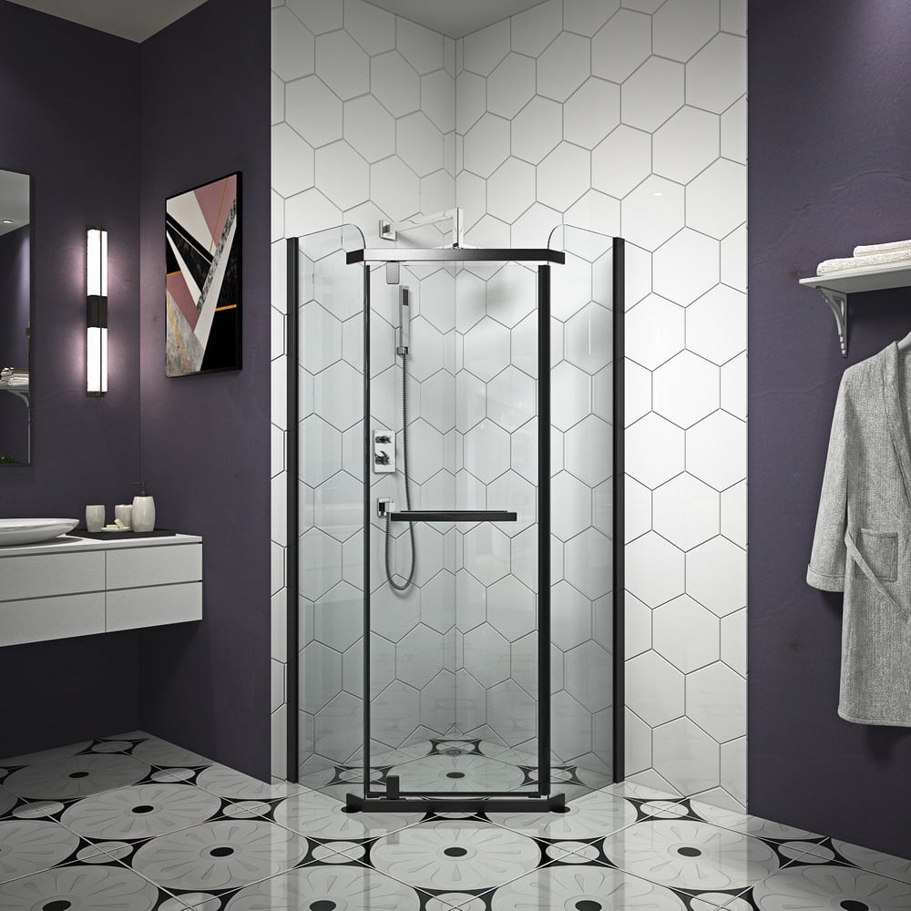 Crame d'aluminium noir en forme de diamant Cabine de douche de salle de bain RL-A29
