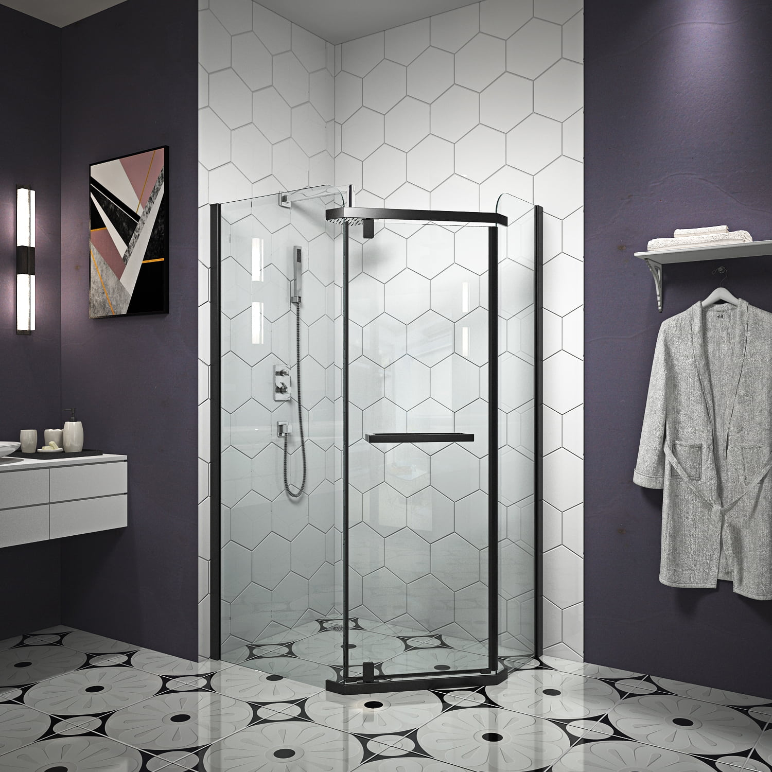 Salle de bain facile à nettoyer de style hôtel avec simple douche en verre RL-A30
