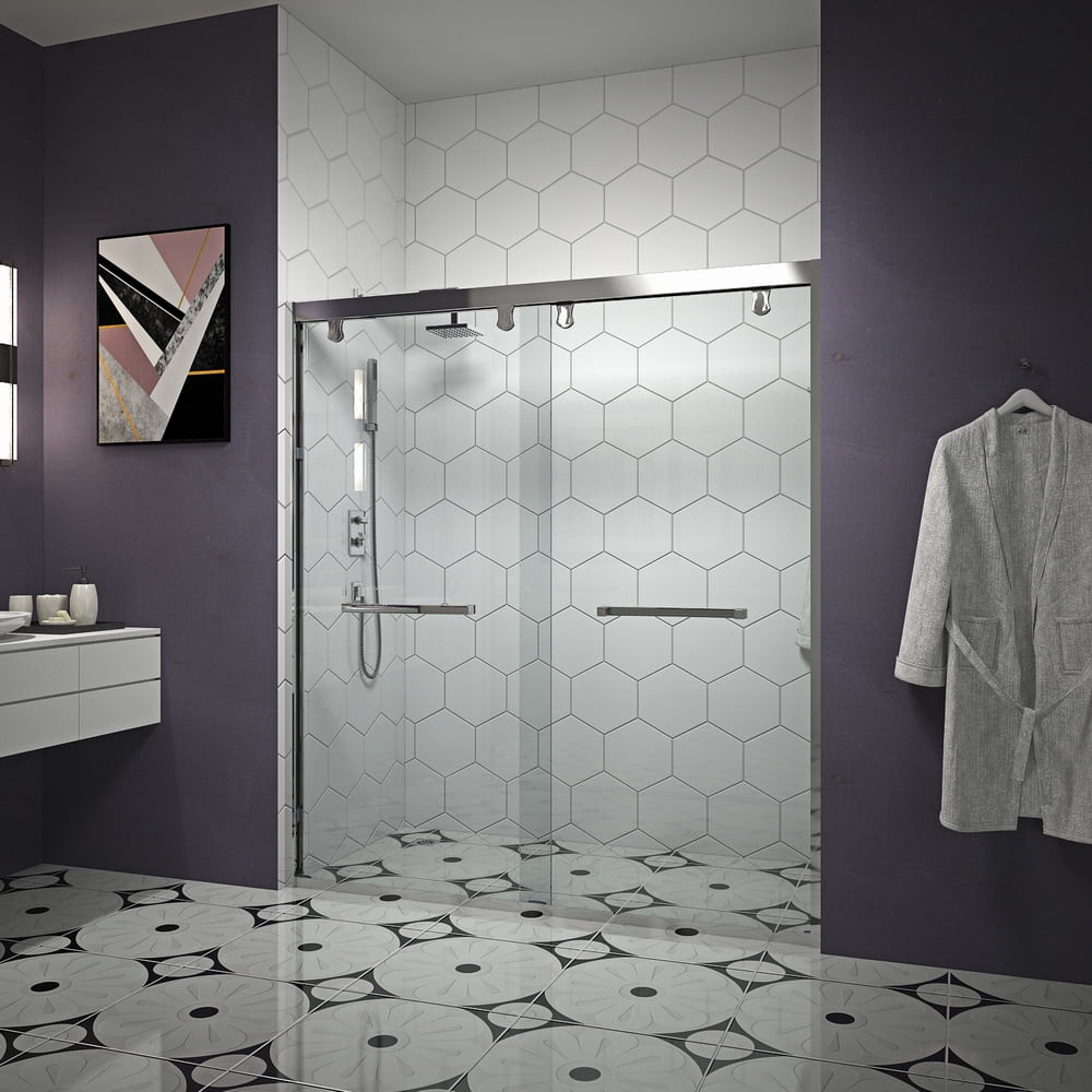 Cadre en aluminium argenté pour une douche de partition avec des portes coulissantes doubles RL-A32